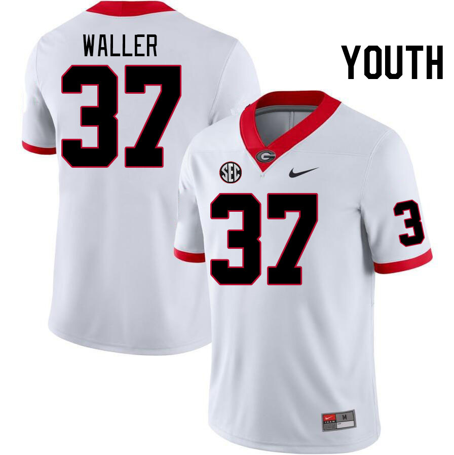 Youth #37 Henry Waller Georgia Bulldogs College Football Jerseys Stitched-White